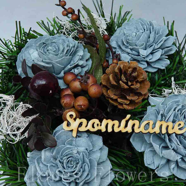 Ikebana zaťažená, 20x20cm, prírodná, modrá