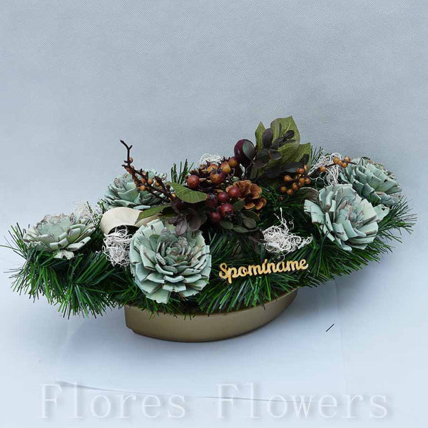 Ikebana zaťažená, 45x20cm, prírodná, zelená