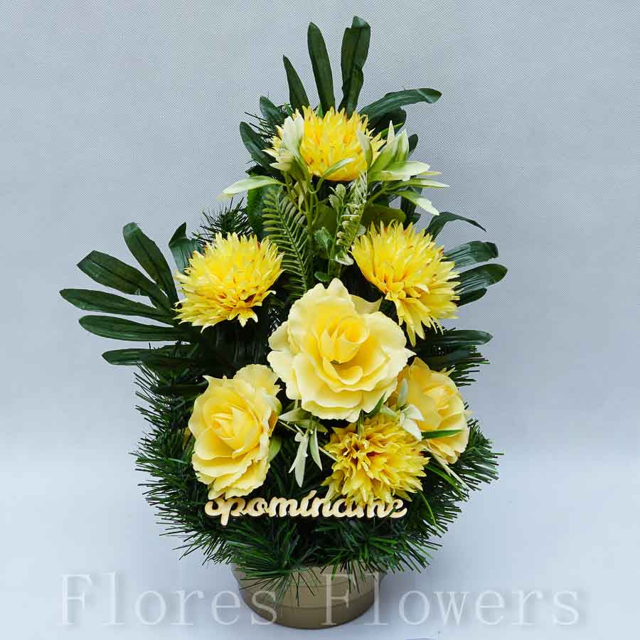 Ikebana zaťažená 48x28cm, žltá