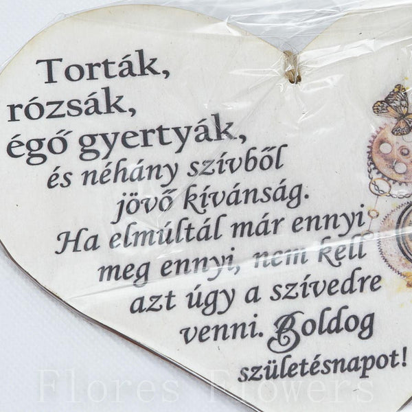 Srdce drevené číslo 60, 18x12cm, maďarský text