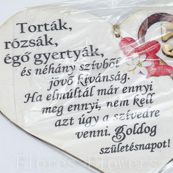 Srdce drevené číslo 55, 18x12cm, maďarský text