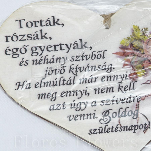 Srdce drevené číslo 55, 18x12cm, maďarský text