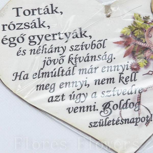 Srdce drevené číslo 65, 18x12cm, maďarský text