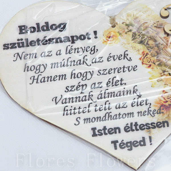 Srdce drevené číslo 35, 18x12cm, maďarský text