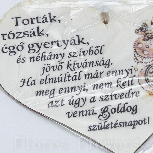 Srdce drevené číslo 45, 18x12cm, maďarský text