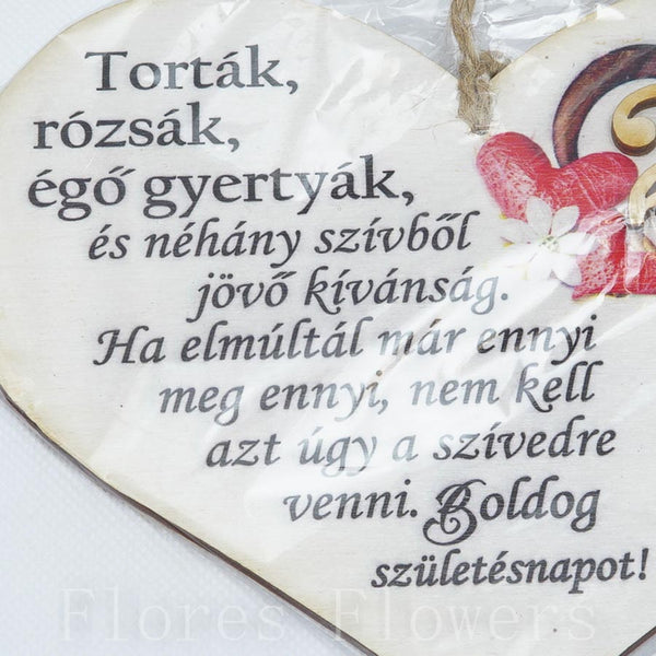 Srdce drevené číslo 25, 18x12cm, maďarský text