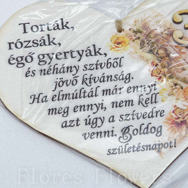 Srdce drevené číslo 30, 18x12cm, maďarský text