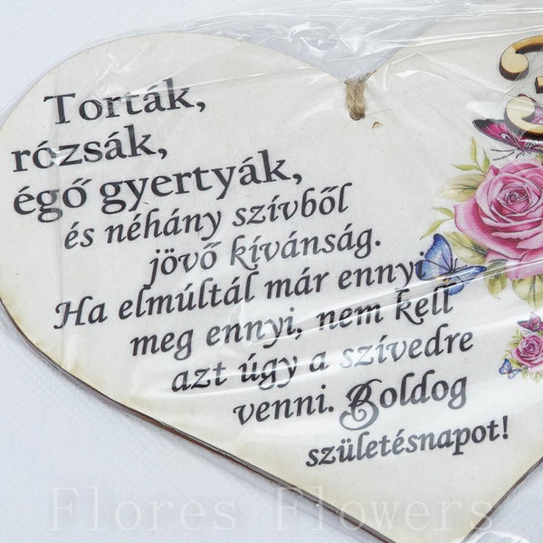 Srdce drevené číslo 30, 18x12cm, maďarský text