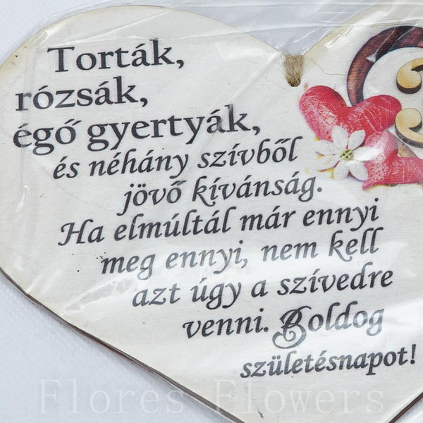 Srdce drevené číslo 30, 18x12cm, maďarský text