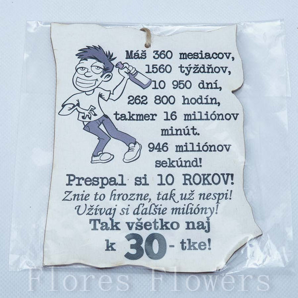 Drevená tabuľka k narodeninám, 13x10cm, 30r.