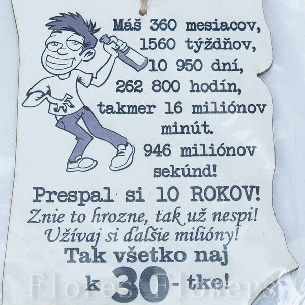 Drevená tabuľka k narodeninám, 13x10cm, 30r.