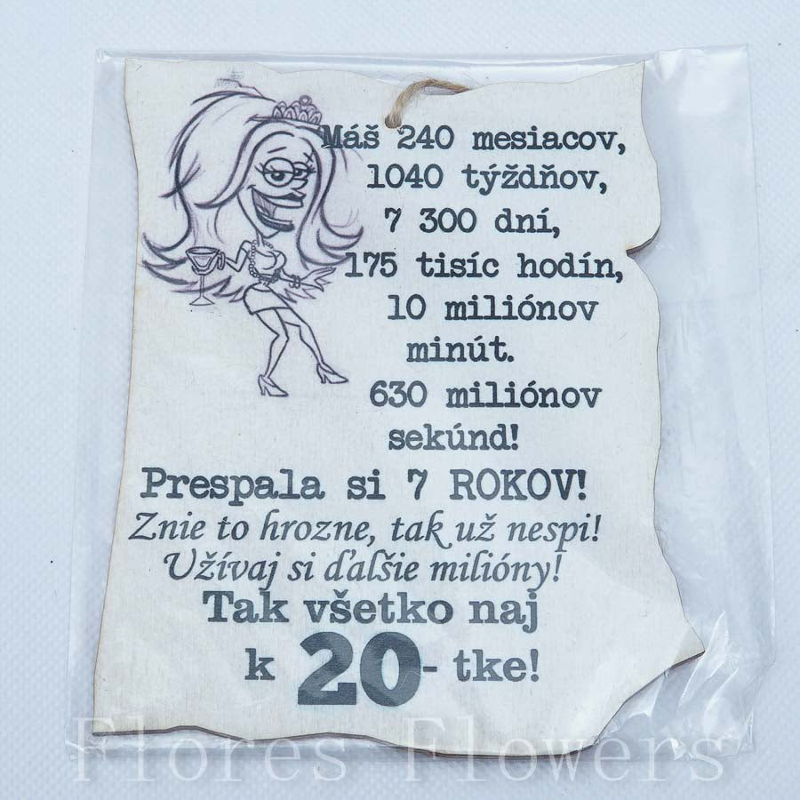 Drevená tabuľka k narodeninám, 13x10cm, 20r. žena