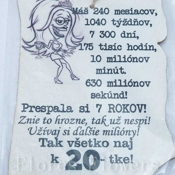 Drevená tabuľka k narodeninám, 13x10cm, 20r. žena
