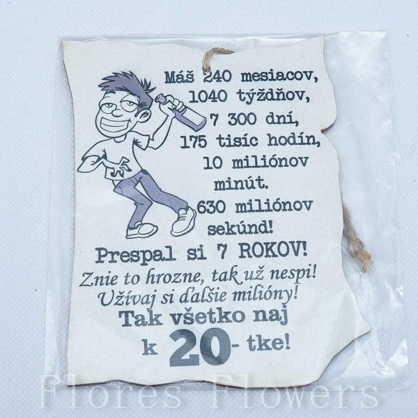 Drevená tabuľka k narodeninám, 13x10cm, 20r. muž