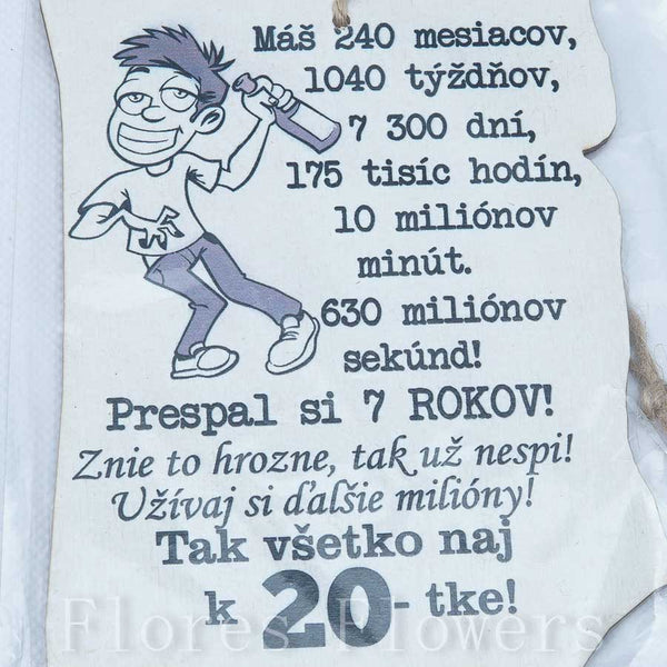 Drevená tabuľka k narodeninám, 13x10cm, 20r. muž