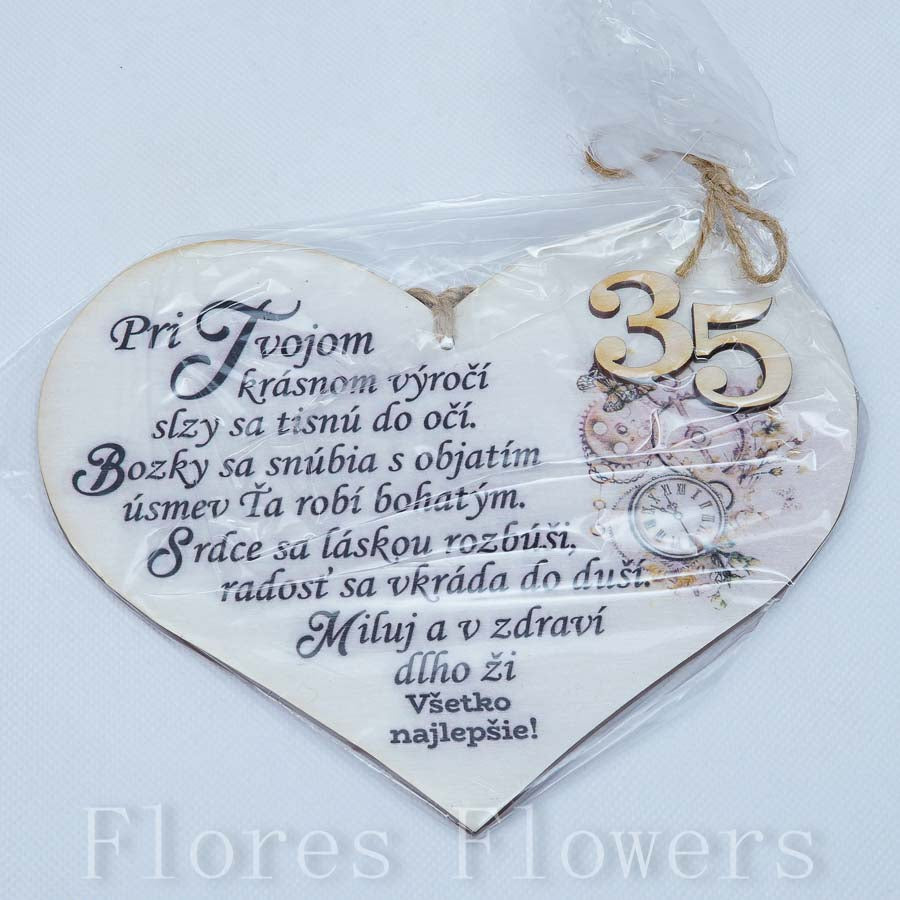 Srdce drevené číslo 35, 18x15cm