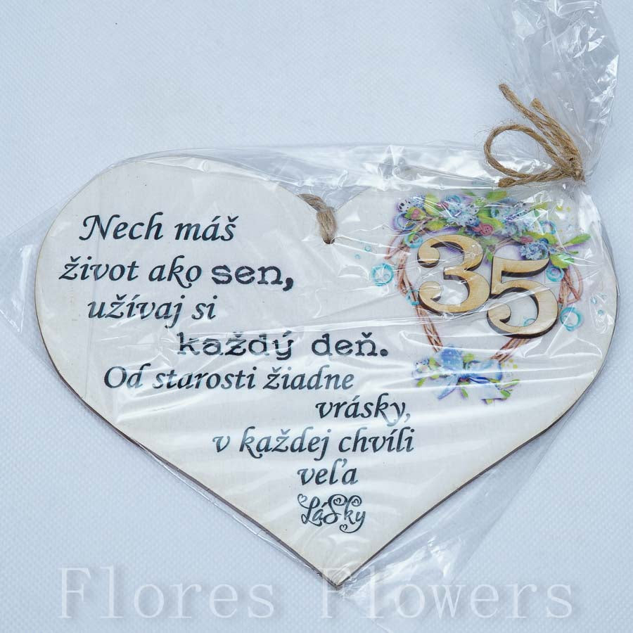 Srdce drevené číslo 35, 18x15cm