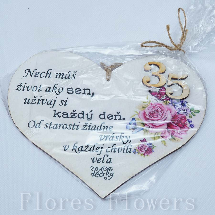 Srdce drevené číslo 35, 18x15cm