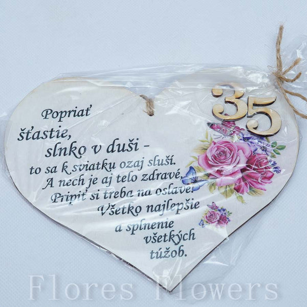 Srdce drevené číslo 35, 18x15cm
