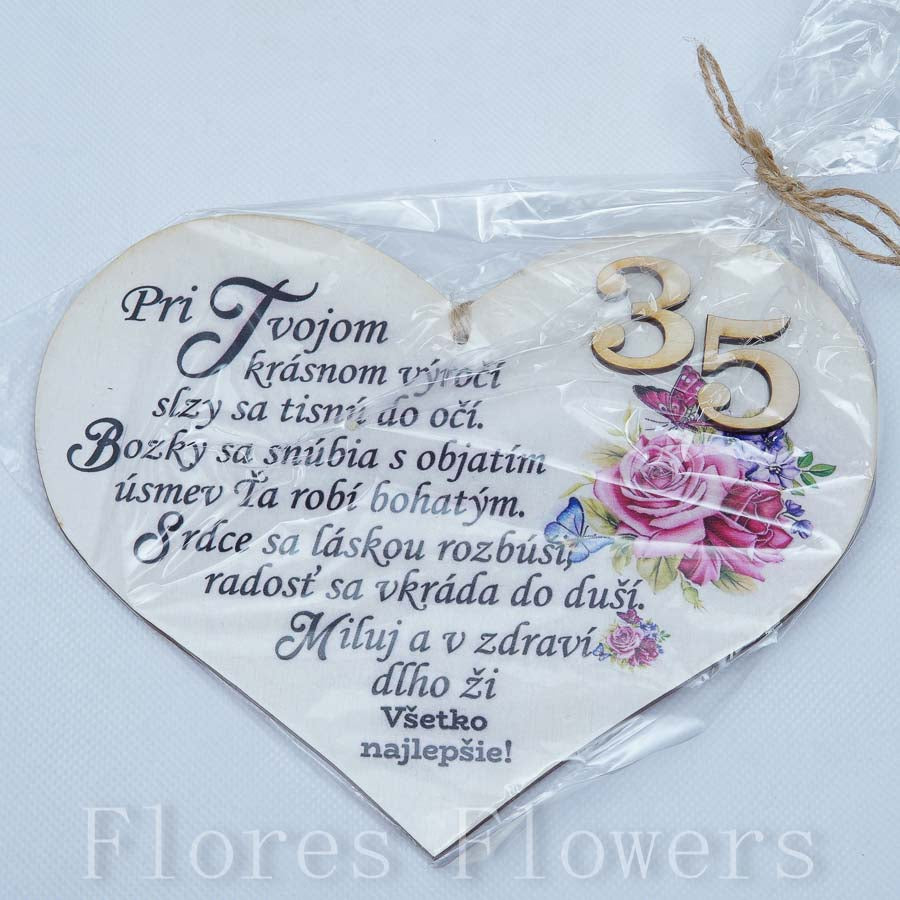 Srdce drevené číslo 35, 18x15cm