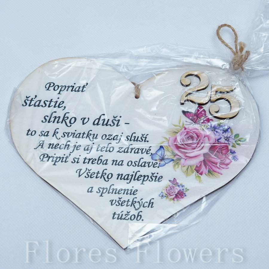 Srdce drevené číslo 25, 18x15cm