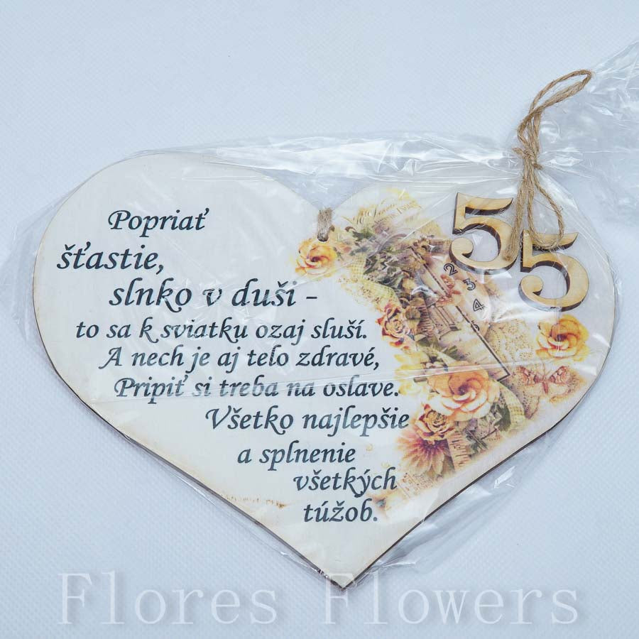 Srdce drevené číslo 55,18x15cm