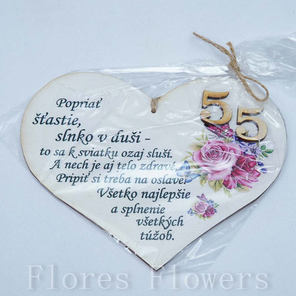 Srdce drevené číslo 55,18x15cm