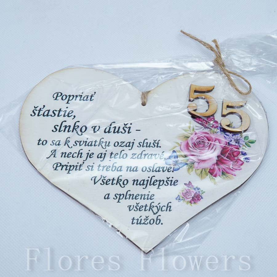 Srdce drevené číslo 55,18x15cm