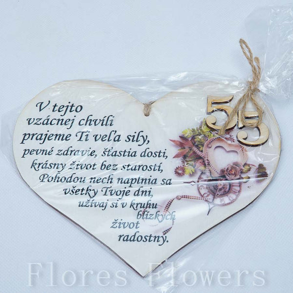 Srdce drevené číslo 55,18x15cm