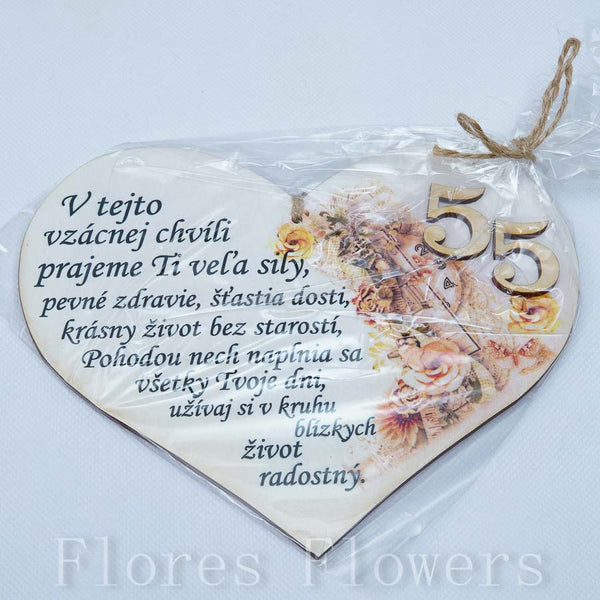 Srdce drevené číslo 55,18x15cm