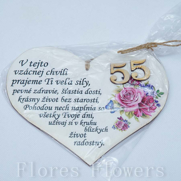 Srdce drevené číslo 55,18x15cm