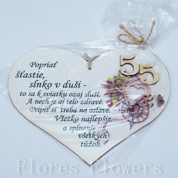 Srdce drevené číslo 55,18x15cm