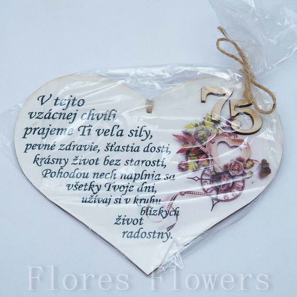 Srdce drevené číslo 75,18x15cm