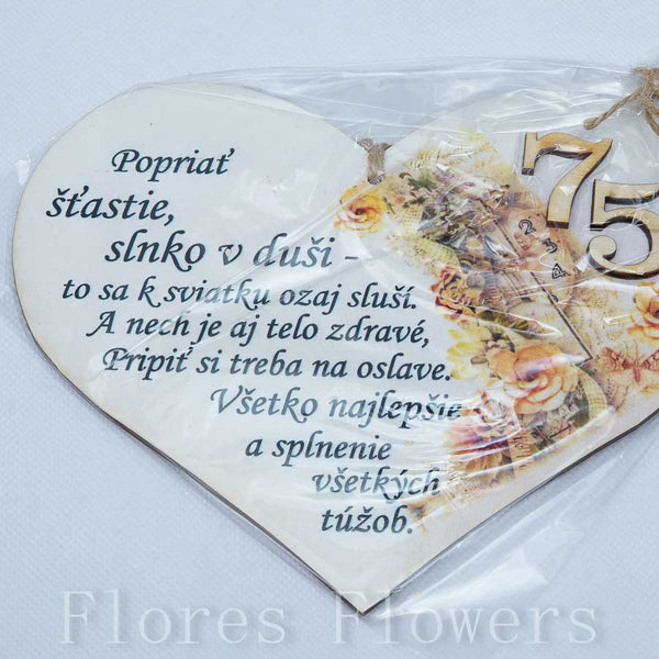 Srdce drevené číslo 75,18x15cm