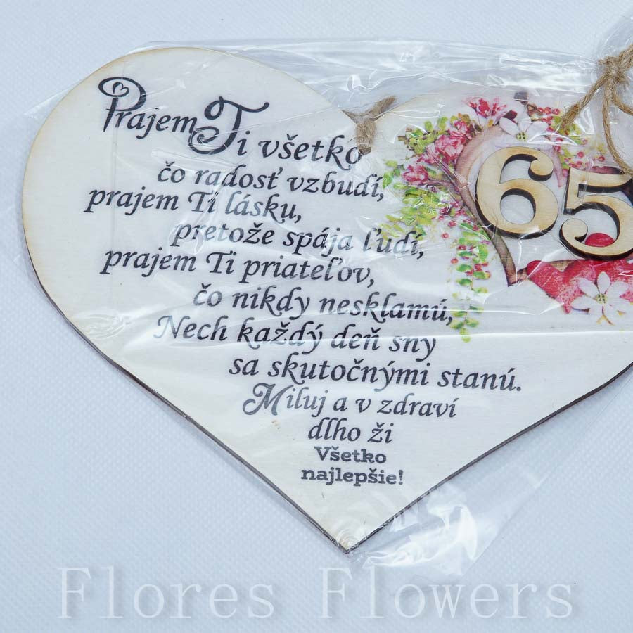 Srdce drevené číslo 65,18x15cm