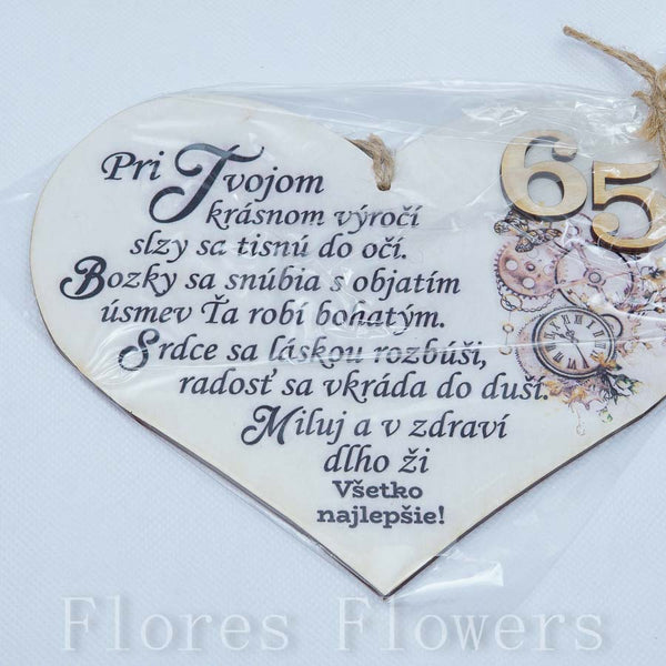 Srdce drevené číslo 65,18x15cm