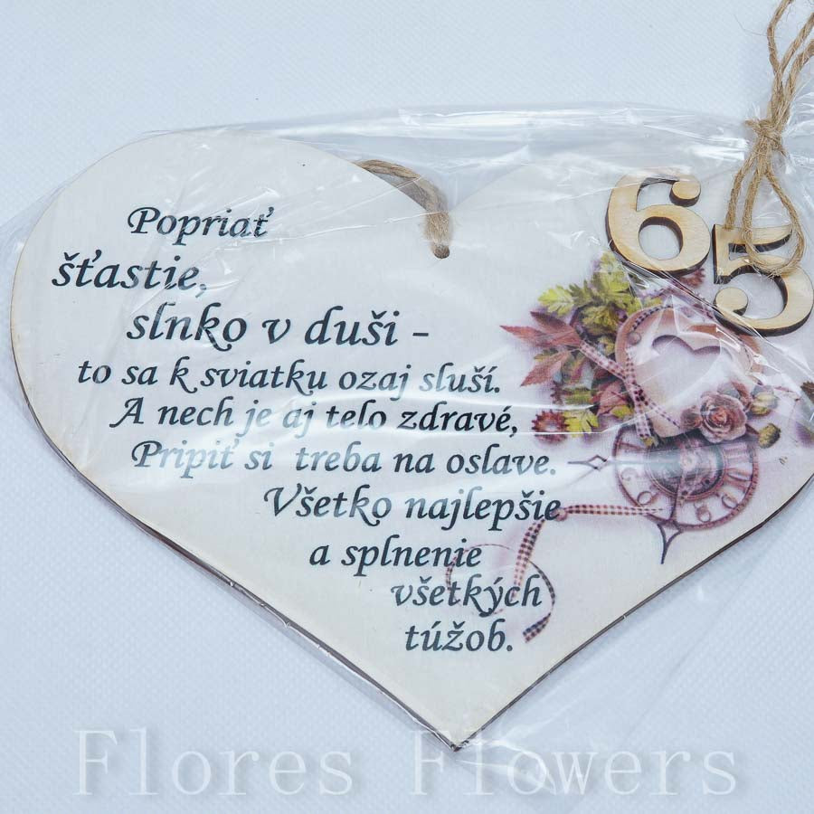 Srdce drevené číslo 65,18x15cm