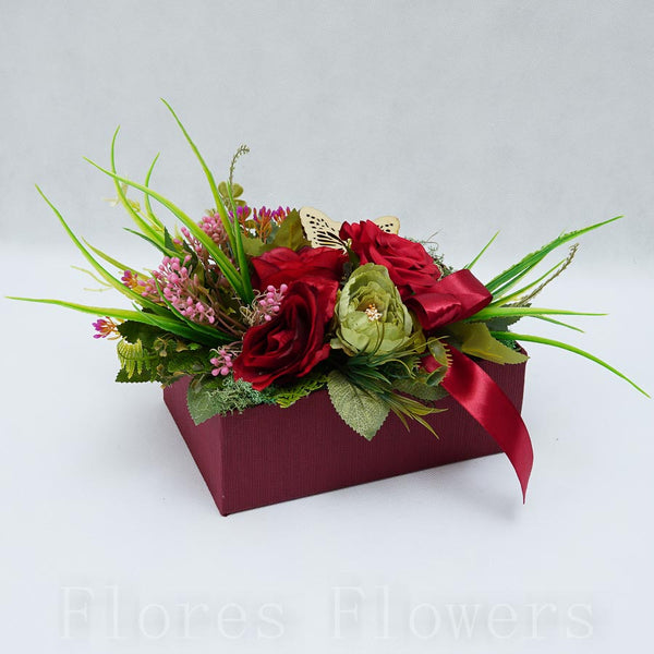Flower box zeleno-bordový 22x18x18cm