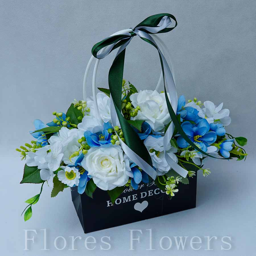 Flower box bielo-modrý, 35x35cm