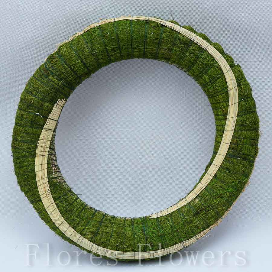 Veniec slamený + sisal, 39cm, zelený