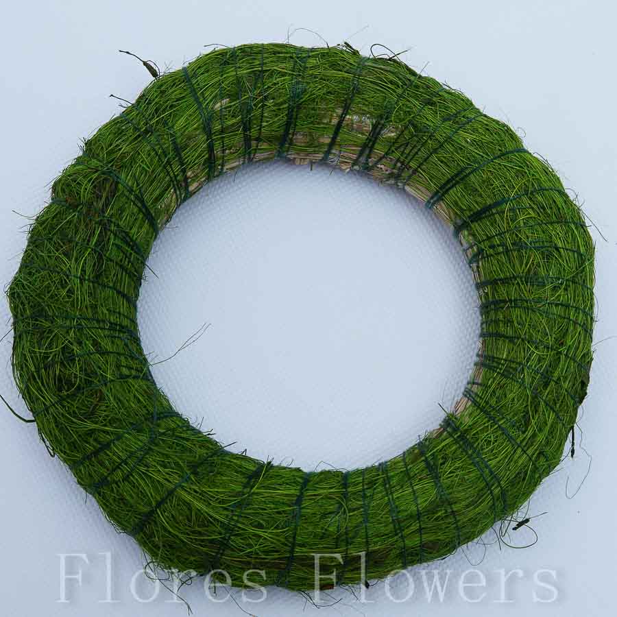 Veniec slamený + sisal, 15cm, zelený