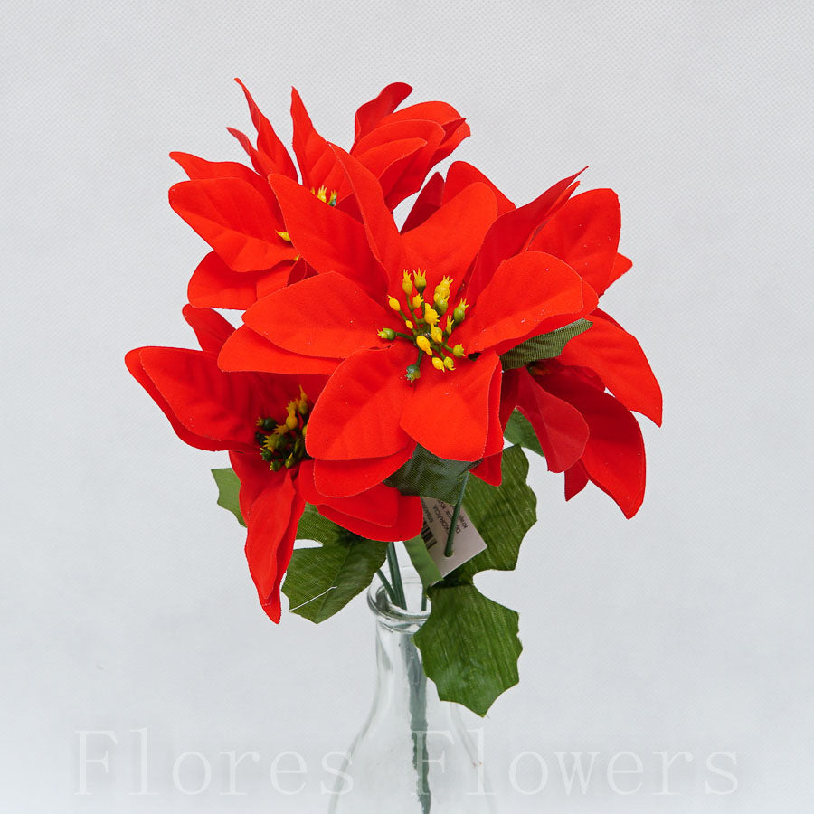 Kytica vianočná ruža 35 cm, ČERVENÁ