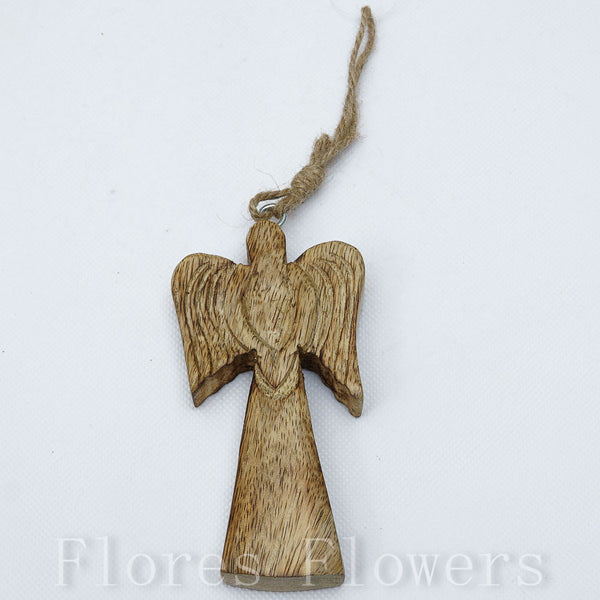 Anjel drevený 12 x 6 cm, PRÍRODNÁ