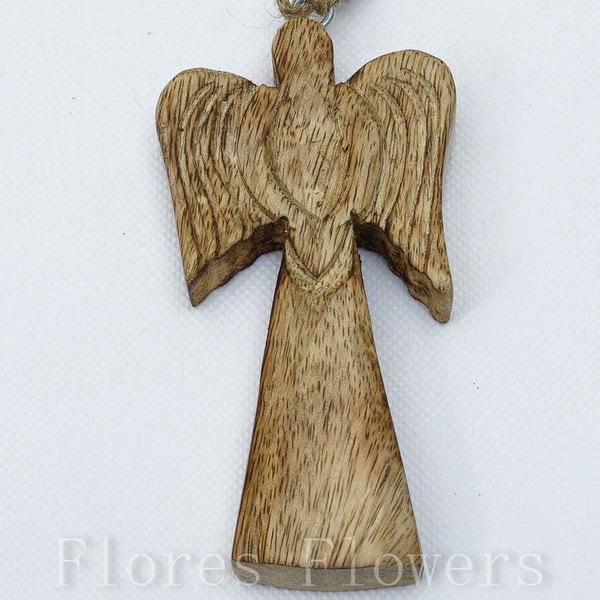 Anjel drevený 12 x 6 cm, PRÍRODNÁ