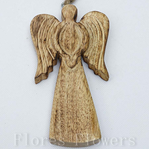 Anjel drevený 15 x 8 cm, PRÍRODNÁ