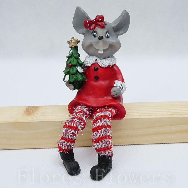 Myška so závesnými nohami polyresin 6x7x18cm, 2 druhy