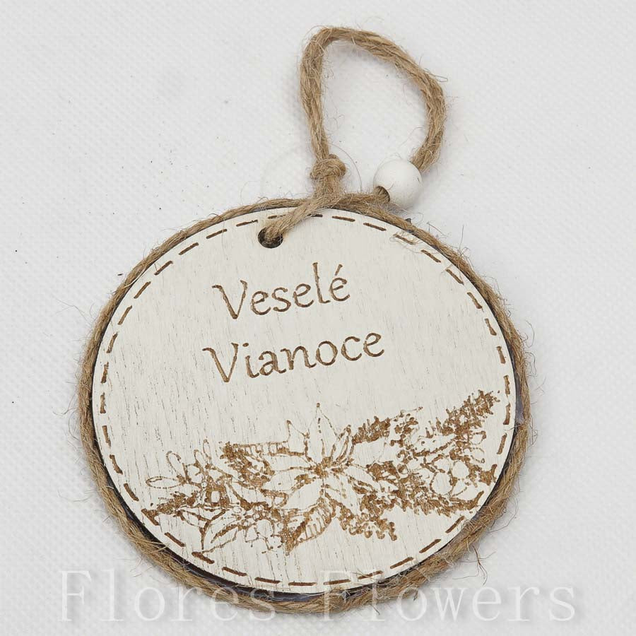 Ozdoba Veselé Vianoce závesná 8 cm