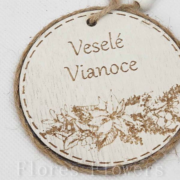 Ozdoba Veselé Vianoce závesná 8 cm