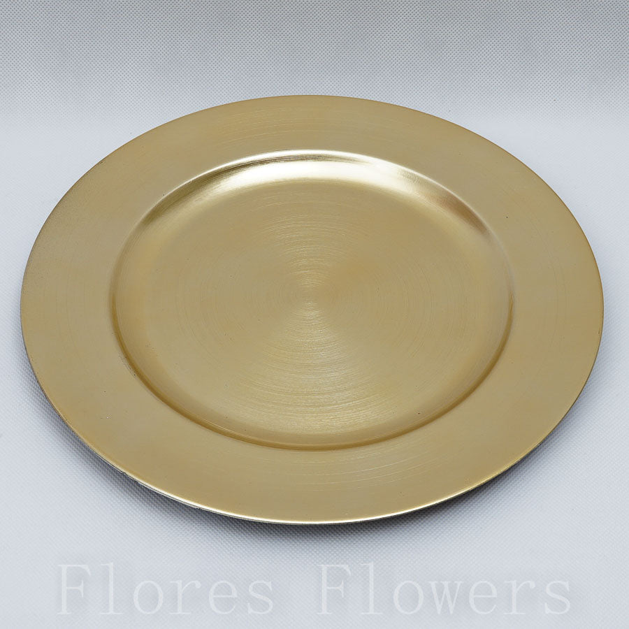 Okrúhly tanier, plastový, 28x28x2 cm, zlatý