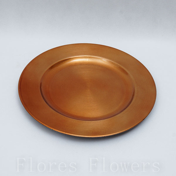 Okrúhly tanier, plast, 22x22x2 cm, bronz